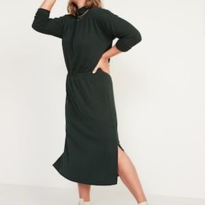 Old navy waist defined dress ribbed green Large